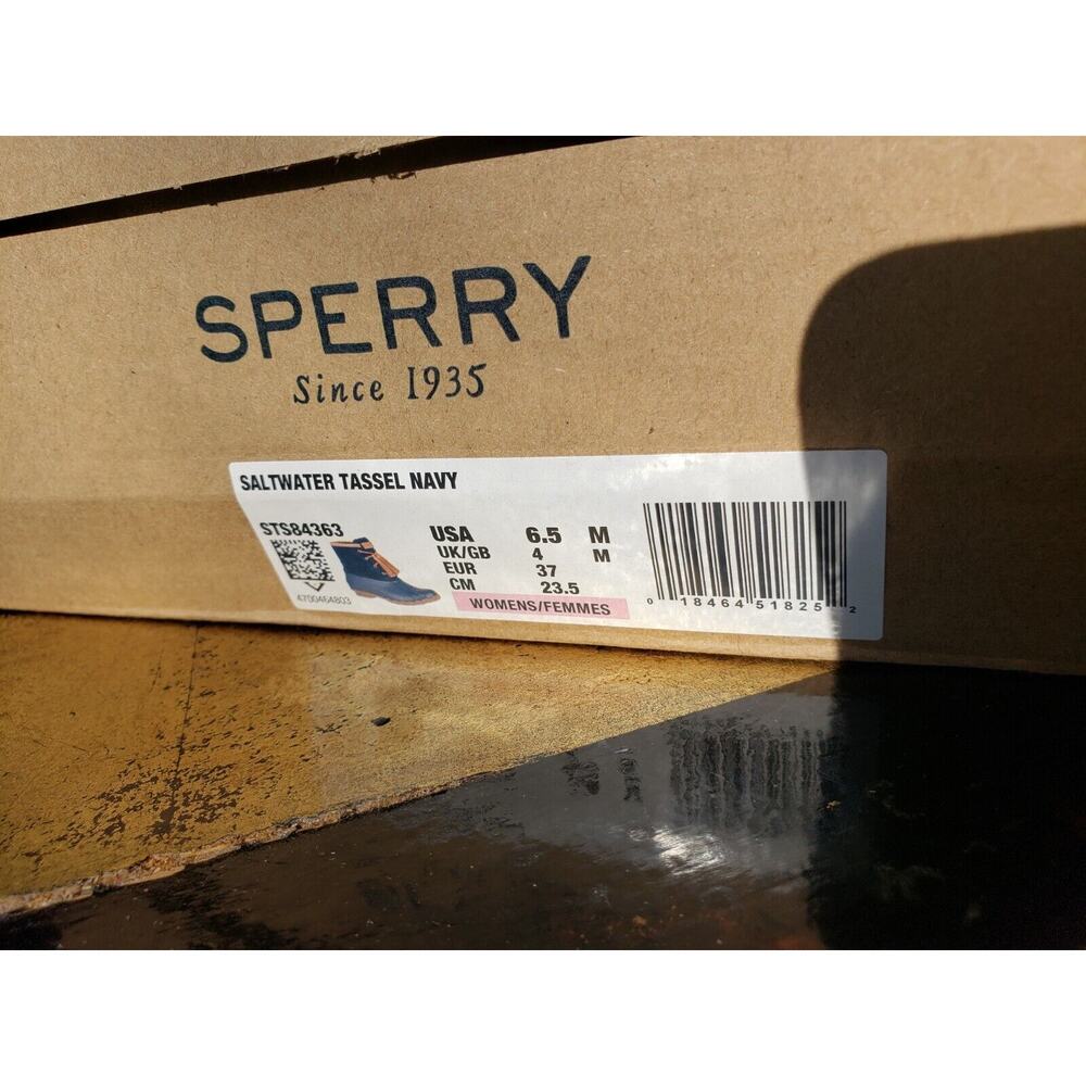 New Sperry Saltwater Tassel Corduroy Booties 6.5 Navy Blue - Picture 10 of 10
